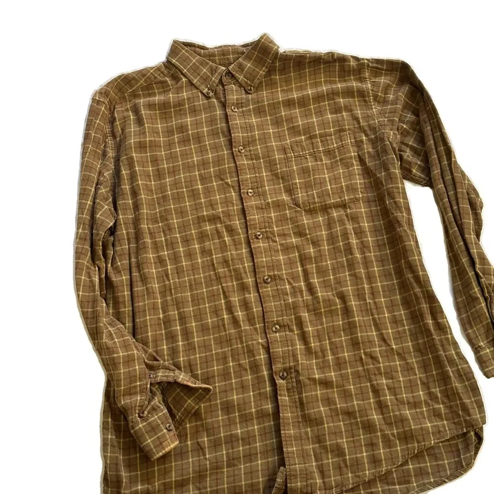 Y2K Brown Plaid Flannel Button-Down Shirt - XLT